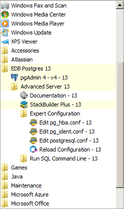 Accessing the configuration files through the Windows system menu